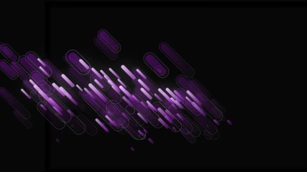 Animación Líneas Púrpuras Sobre Fondo Negro Tecnología Global Interfaz Digital — Vídeo de stock