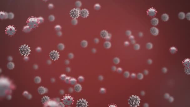 Animatie Van Viruscellen Rode Achtergrond Global Covid Pandemisch Concept Digitaal — Stockvideo