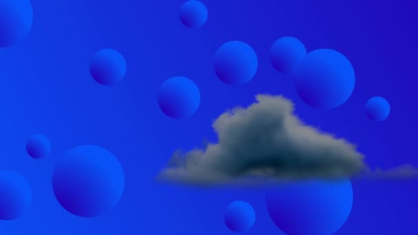 Animación Nubes Moviéndose Sobre Fondo Azul Con Burbujas Concepto Color — Vídeos de Stock