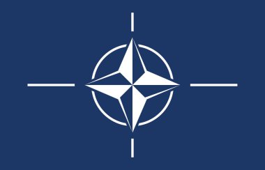 Fotokopi aletiyle NATO bayrağının tam kare görüntüsü. değiştirilmemiş, arkaplan, bayrak, kimlik, beyaz, mavi, politika, şekil ve bayrak.
