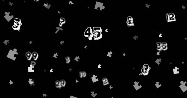 Obrázek Hádanek Čísel Černém Pozadí Národní Puzzle Den Mozek Aktivita — Stock fotografie