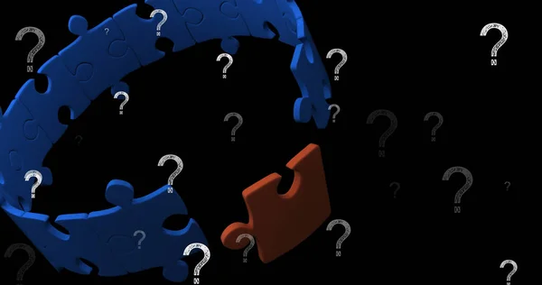 Image Question Marks Puzzles Black Background National Puzzle Day Brain — Stock Photo, Image