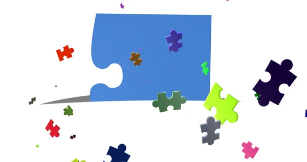 Immagine Puzzle Colorati Che Galleggiano Sfondo Bianco Giornata Puzzle Nazionale — Foto Stock