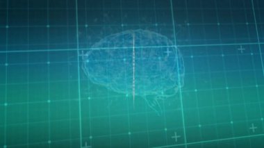 Mavi uzayda DNA zinciri ve beyin animasyonu. İnsan biyolojisi, bilim ve teknoloji konsepti dijital olarak üretilen video.