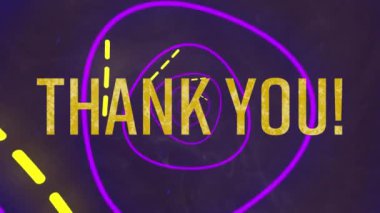 Siyah arka plandaki daireler üzerinden teşekkür mesajının animasyonu. Sosyal medya ve iletişim konsepti dijital olarak oluşturulmuş video.