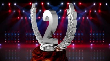 Animasyon ödülleri ödül töreninde ikincilik ödülü. rekabet, başarı ve olay konsepti dijital olarak oluşturulmuş video.