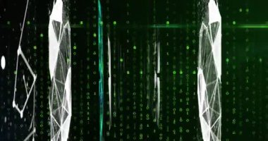 Ağ animasyonu, ikili kodlama ve veri işleme. küresel ağlar, hesaplama ve veri işleme konsepti dijital olarak oluşturulmuş video.