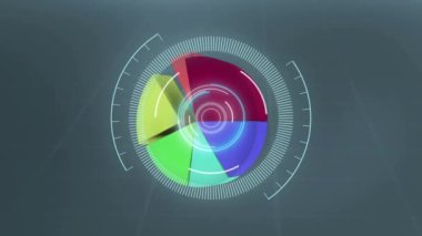 Gri arkaplandaki finansal veri işleme alanının animasyonu. küresel teknoloji ve dijital arayüz kavramı dijital olarak oluşturulmuş video.