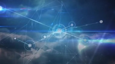 Mavi arkaplandaki bağlantı ağının canlandırılması. küresel bağlantılar, veri işleme ve dijital olarak oluşturulmuş video ağ konsepti.