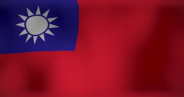 Hareket eden ve dalgalı Tayvan bayrağı animasyonu. Vatanseverlik ve kutlama konsepti dijital olarak oluşturulmuş video.