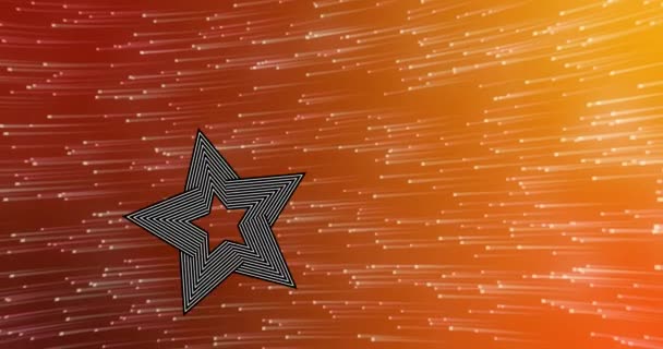 Animación Estrellas Girando Sobre Manchas Brillantes Sobre Fondo Naranja Rojo — Vídeos de Stock