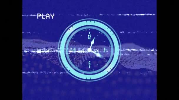 Анімація Перешкод Над Рухомими Годинниками Світловими Плямами Синьому Фоні Глобальна — стокове відео