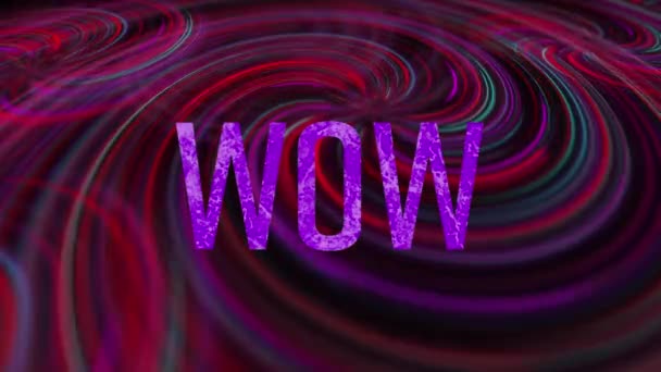 Animation Wow Text Light Trails Black Background Social Media Communication — Stock Video