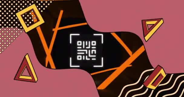 Animatie Van Gloeiende Code Neon Geometrische Vormen Online Beveiligings Identiteits — Stockvideo