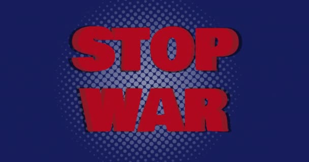 Animation Stop War Make Peace Text Blue Background Ukraine Crisis — Stock Video