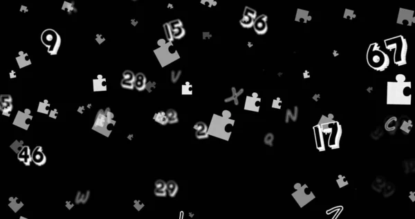 Image Puzzles Numbers Black Background National Puzzle Day Brain Activity — Stock Photo, Image