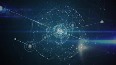 Mavi arkaplandaki dünya ile bağlantı ağının animasyonu. küresel bağlantılar, veri işleme ve dijital olarak oluşturulmuş video ağ konsepti.