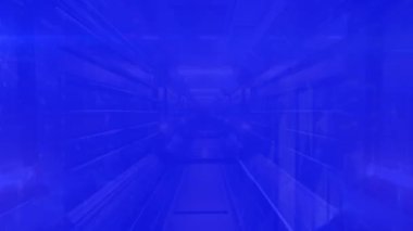 Mavi arka planda renkli şekillerin canlandırılması. küresel teknoloji ve dijital arayüz kavramı dijital olarak oluşturulmuş video.