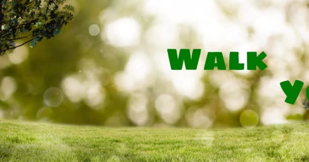 Animation Walk Your Dog Text Green Comical Pug Dog Portrait — Stock Video