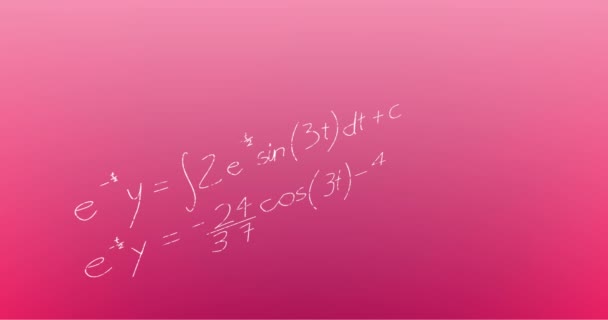 ピンクの背景に手書きの数学式のアニメーション 学習の概念をデジタルで生成し — ストック動画