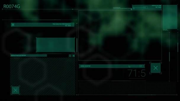 Анимация Цифрового Интерфейса Черном Фоне Глобальные Технологии Цифровой Интерфейс Сетевая — стоковое видео
