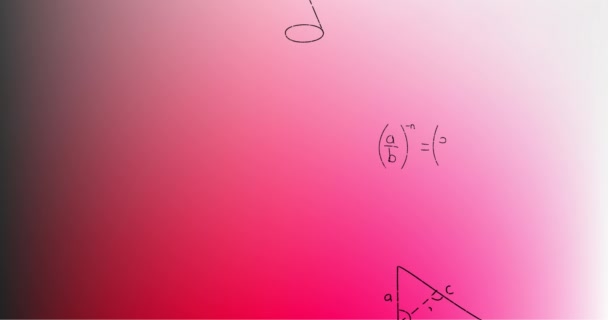 Animación Fórmulas Matemáticas Escritas Mano Sobre Fondo Rosa Concepto Ciencia — Vídeo de stock