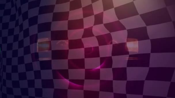 Animering Blinkande Ljus Över Viftande Svartvita Racing Flagga Sport Tävling — Stockvideo