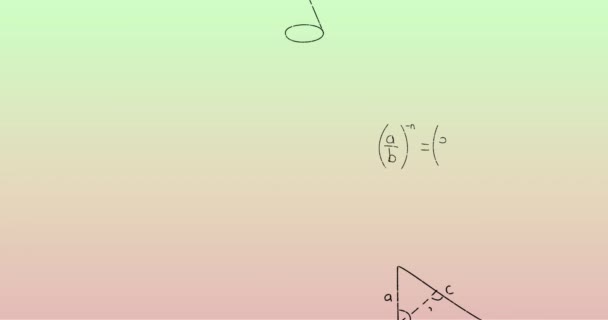 Animation Handwritten Mathematical Formulae Green Pink Background Science Mathematics Learning — Stock Video