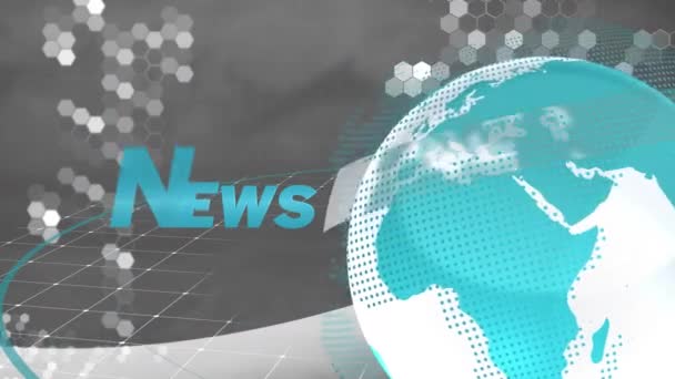 Animation News Text Globe Városkép Globális Kapcsolatok Digitális Interfész Adatfeldolgozási — Stock videók
