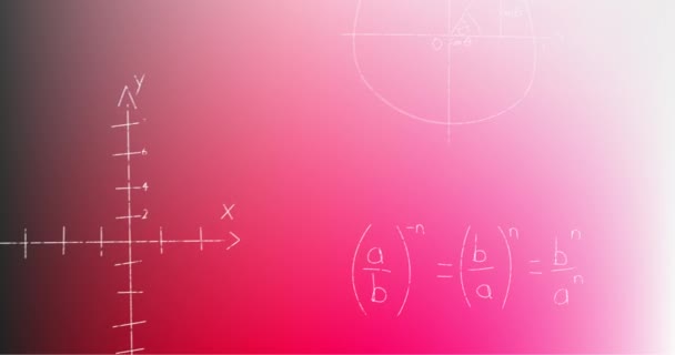 Animering Handskrivna Matematiska Formler Över Rosa Bakgrund Vetenskap Matematik Och — Stockvideo