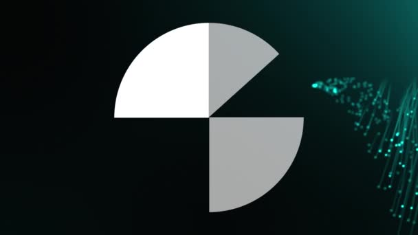 Анимация Круговой Диаграммы Вращающейся Вокруг Зеленого Фейерверка Черном Фоне Обработка — стоковое видео