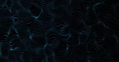 Hareket eden mavi dalgalı siyah arkaplan animasyonu. renk, hareket ve dijital arayüz kavramı dijital olarak oluşturulmuş video.