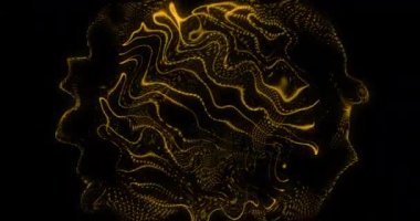 Siyah arka planda sallanan sarı şekilli animasyon. renk, hareket ve dijital arayüz kavramı dijital olarak oluşturulmuş video.