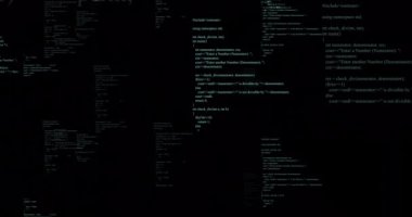 Siyah arkaplanda ikili kodlama ve veri işleme animasyonu. veri işleme, hesaplama ve dijital arayüz kavramı dijital olarak oluşturulmuş video.