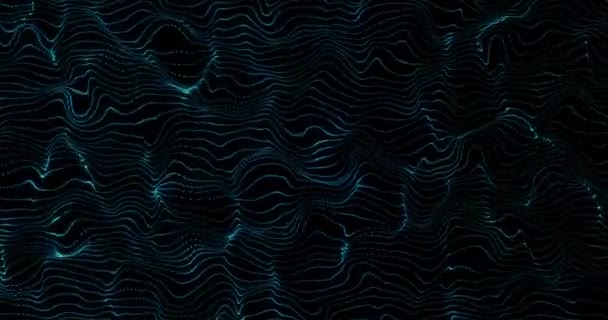 Animation Black Background Moving Blue Waves Colour Movement Digital Interface — Stock Video