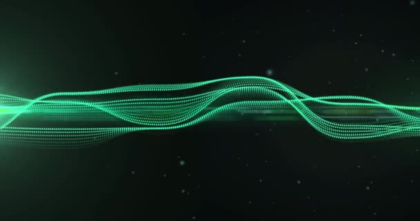在黑色背景上移动的绿色霓虹灯网络动画 全球连接和网络概念数字产生的概念 — 图库视频影像