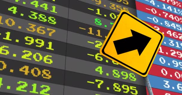 Animation Eines Verkehrszeichens Über Dem Aktienmarkt Globales Finanz Business Und — Stockvideo