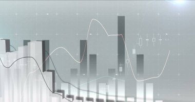 Beyaz arkaplanda veri işleme resmi. küresel iş, finans, bağlantılar ve dijital arayüz konsepti dijital olarak oluşturulmuş görüntü.