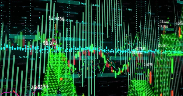 Bild Databehandling Svart Bakgrund Global Verksamhet Ekonomi Anslutningar Och Digitalt — Stockfoto