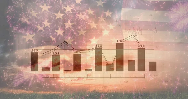 Imagen Del Procesamiento Datos Sobre Bandera América Negocio Global Finanzas — Foto de Stock