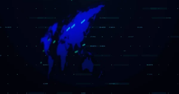 Bild Databehandling Över Världskartan Global Verksamhet Ekonomi Anslutningar Och Digitalt — Stockfoto