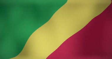 Hareket eden Kongo bayrağının animasyonu. Ulusal vatanseverlik ve kutlama konsepti dijital olarak oluşturulmuş video.