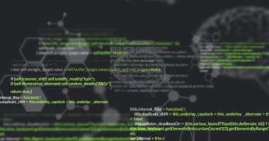 Veri işlemenin animasyonu ve siyah arkaplandaki beyinler. küresel iş ve dijital arayüz kavramı dijital olarak oluşturulmuş video.