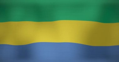 Gabon dalgalanmasının hareketli bayrağı. Ulusal vatanseverlik ve kutlama konsepti dijital olarak oluşturulmuş video.