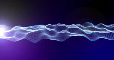 Mor arkaplanda dalgalanan beyaz dijital ağ animasyonu. örüntü ve hareket konsepti dijital olarak oluşturulmuş video.