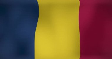 Romen bayrağının dalgalanmasının animasyonu. Ulusal vatanseverlik ve kutlama konsepti dijital olarak oluşturulmuş video.