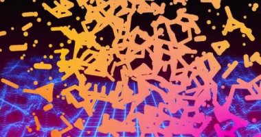 Siyah arkaplanda şekillerin ve dijital dağların animasyonu. küresel iş ve dijital arayüz kavramı dijital olarak oluşturulmuş video.