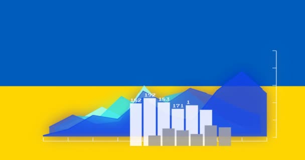 Animatie Van Grafieken Financiële Gegevens Vlag Van Ukraine Ukrainecrisis Internationaal — Stockvideo