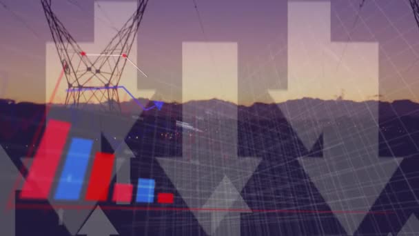 Animation Flèches Modification Des Données Financières Graphiques Sur Les Pôles — Video