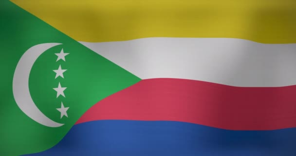 Animatie Van Bewegende Vlag Van Comoren Zwaaiend Nationaal Patriottisme Viering — Stockvideo